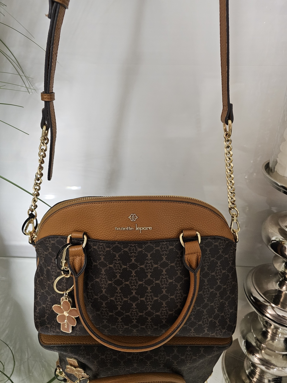 Nanette Lepore Brown & Tan Signature Crossbody Satchel
